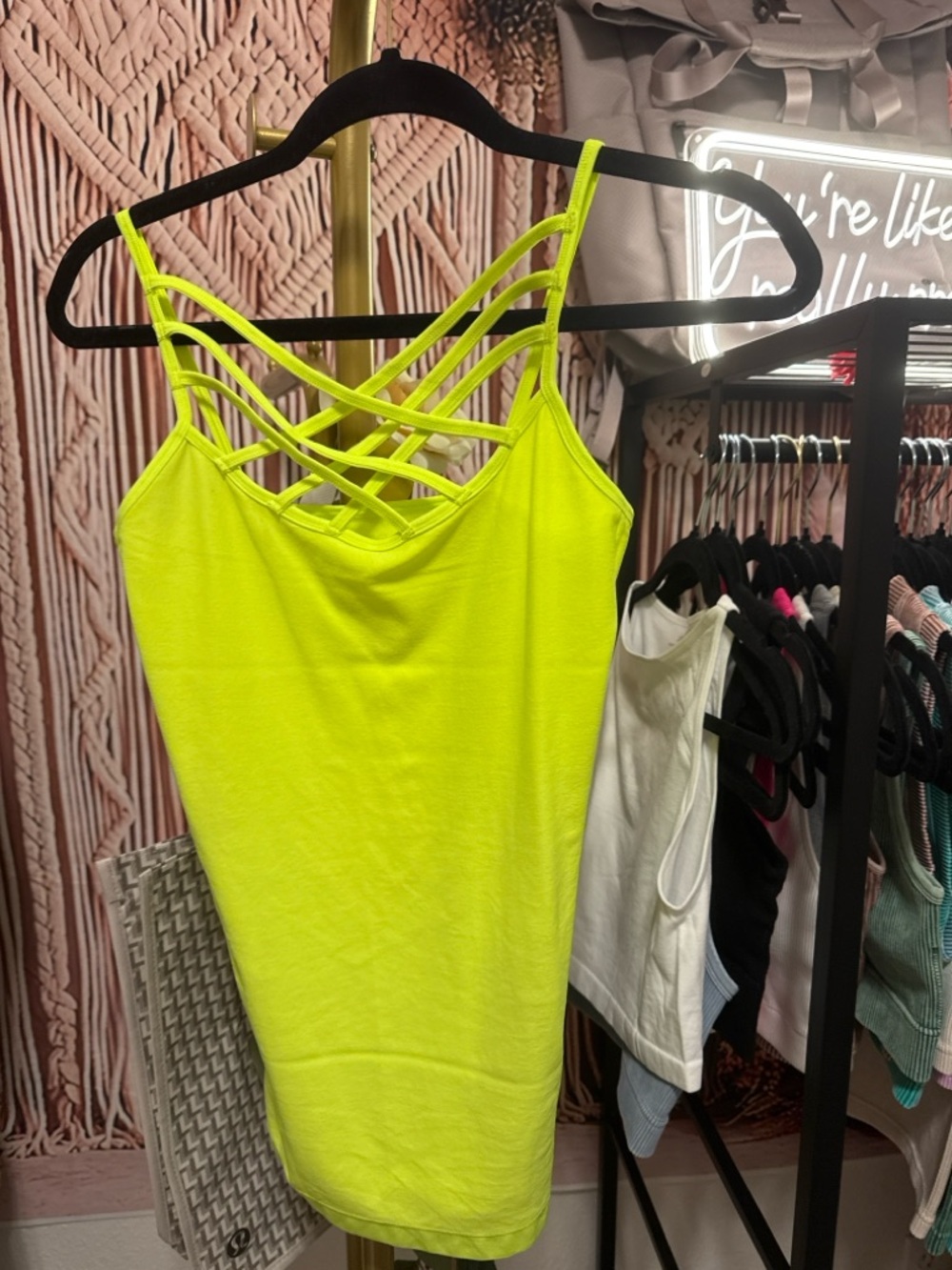 Zenana Neon Yellow Crisscross Strappy Tank